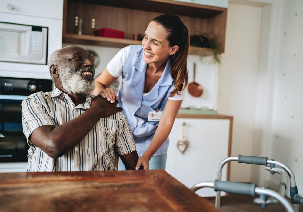 Home care healthcare professional with elderly patient